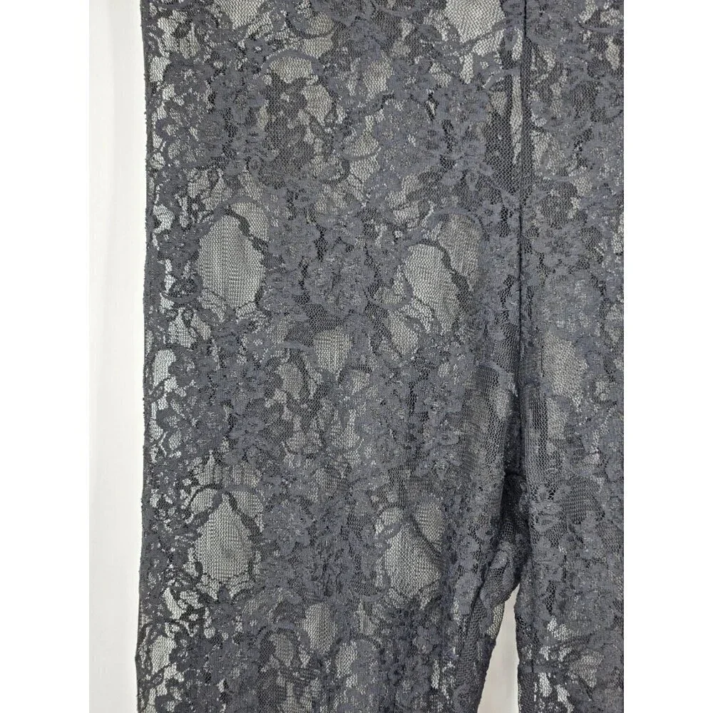 NWOT Costume Dept Lace Footless Tights Womens Medium Black